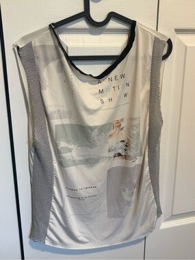 Zara Cream and Black Graphic Tank Top
